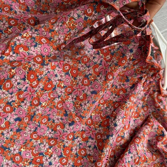 Sanctuary Women Tunic Blouse Top M Pink 100% Polyester Floral Long Sleeves - Picture 10 of 11